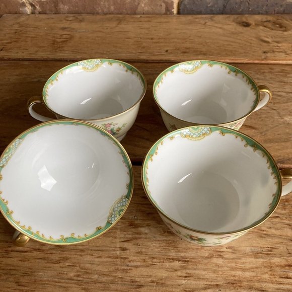 4 VTG 1933 Morimura Noritake Japan Embassy  Multicolor Floral Round Tea Cups - Picture 3 of 8